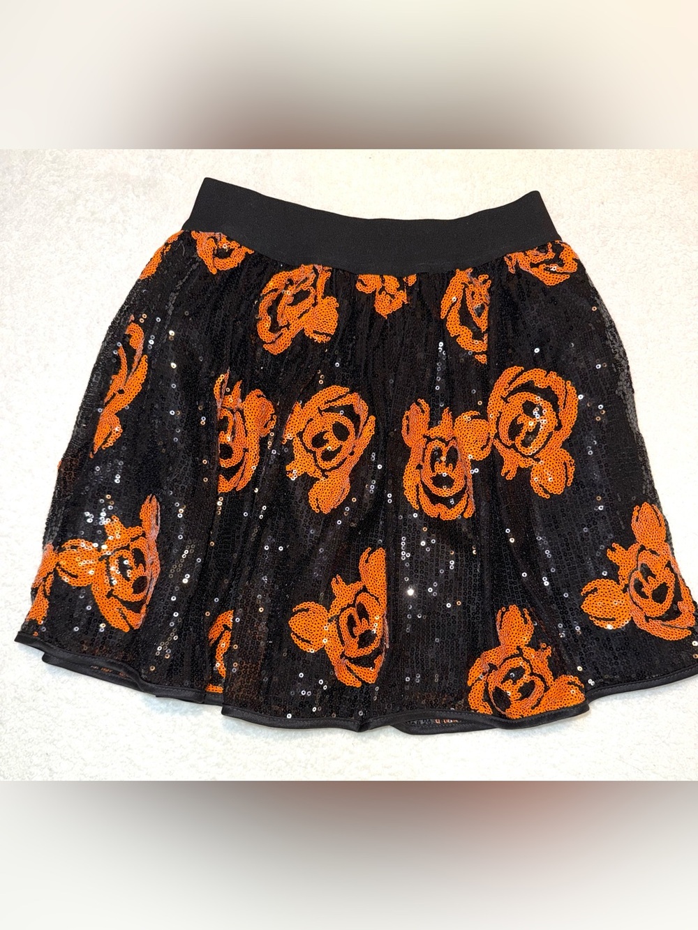 Disney Parks Mickey Mouse Sequined Halloween Skirt for Girls, size 7/8, NWT